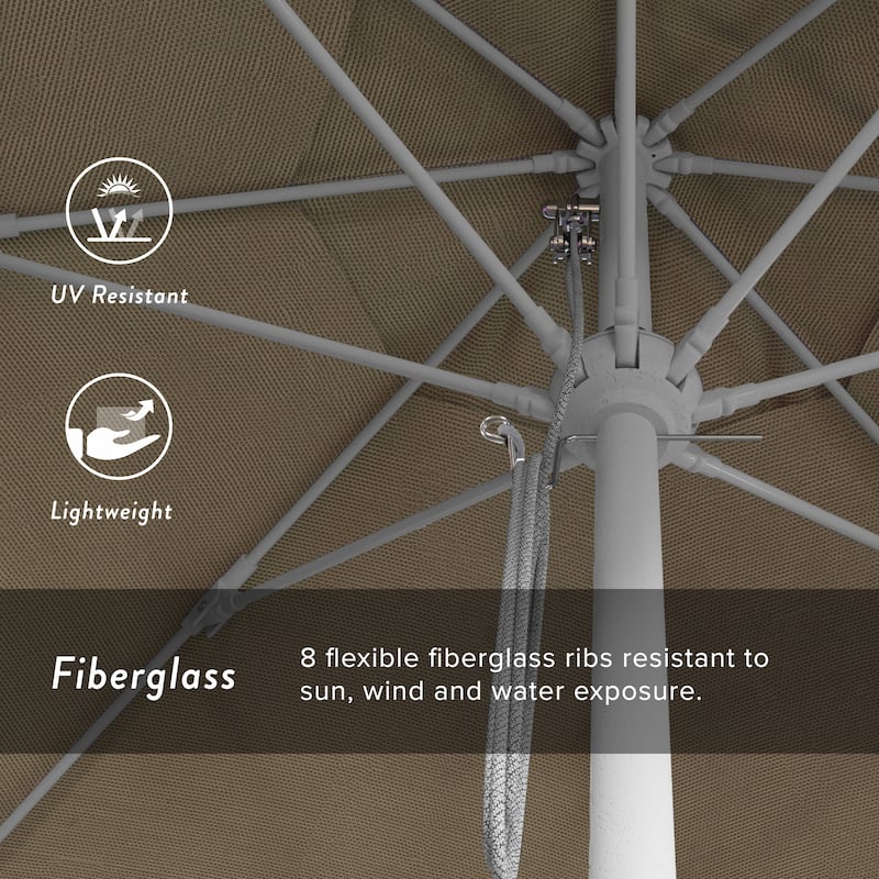 California Umbrella 11' Venture Series Patio Umbrella,White Aluminum Pole Fiberglass Ribs Pulley Lift Olefin