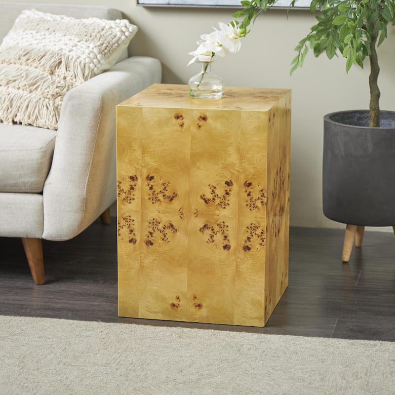 Wood Square Cube Accent Table with Wood Grain Patterns - Brown - Roche River Decor
