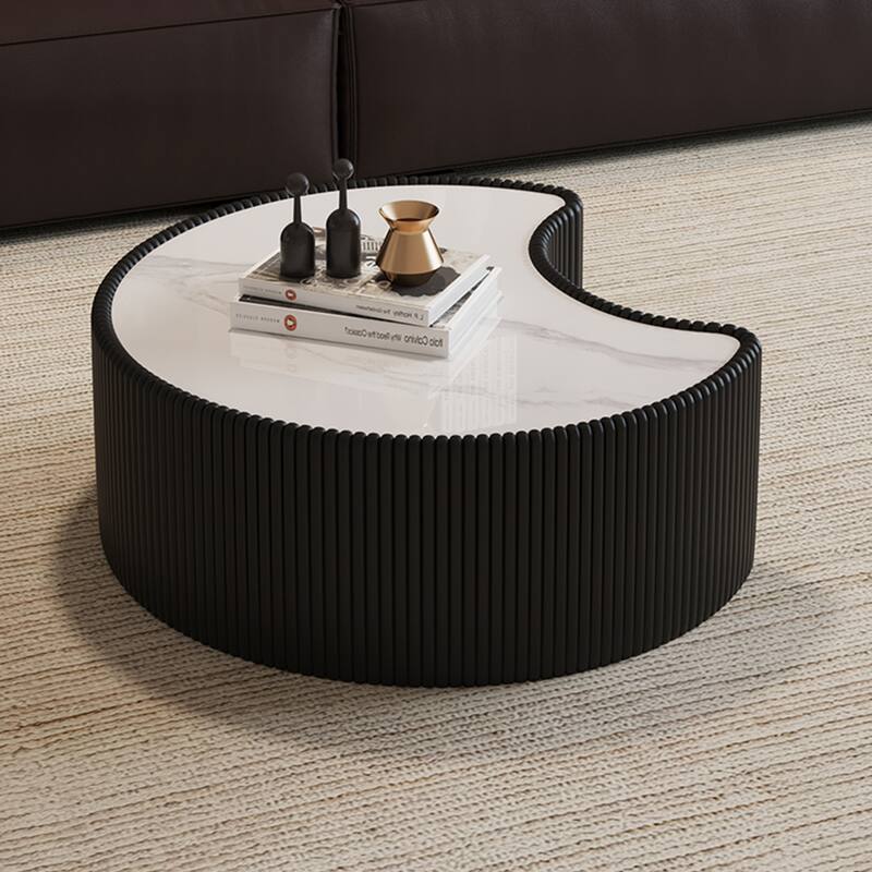 Light Sintered stone Top Stylish Irregular Shape Leather Coffee Sofa Table