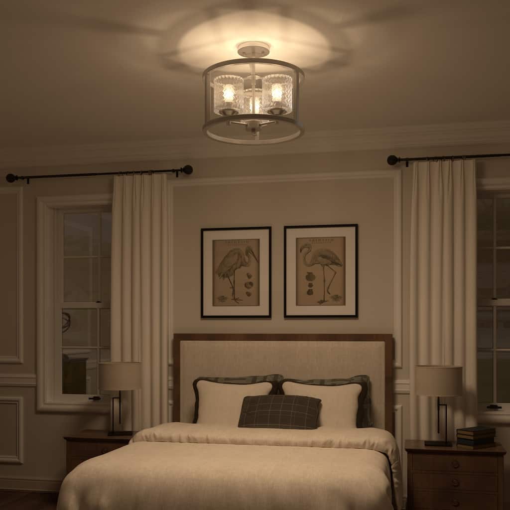 Acroma 3-light Modern Drum Flush Mount Ceiling Lighting