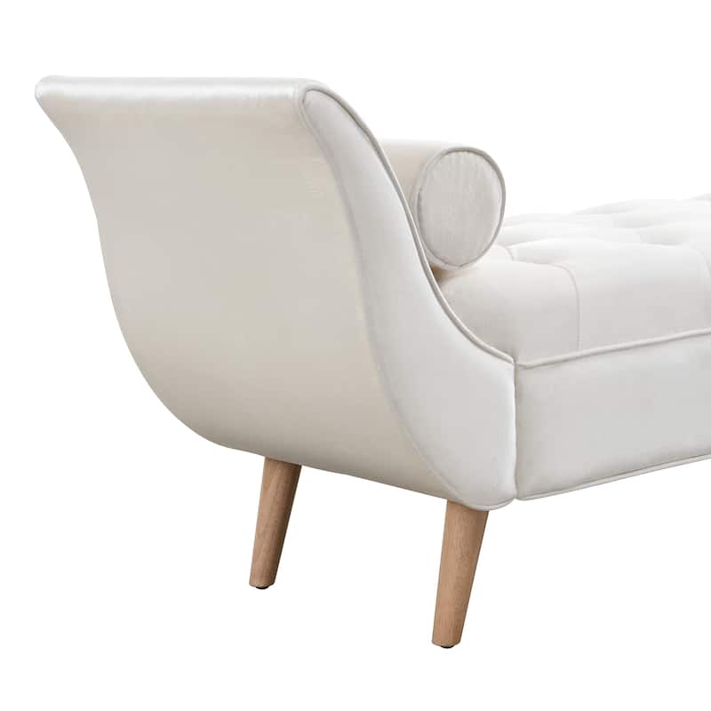 Christopher Knight Home - Quillon Velvet Tufted End of Bed Bench with Solid Wood Legs and 2 Pillows