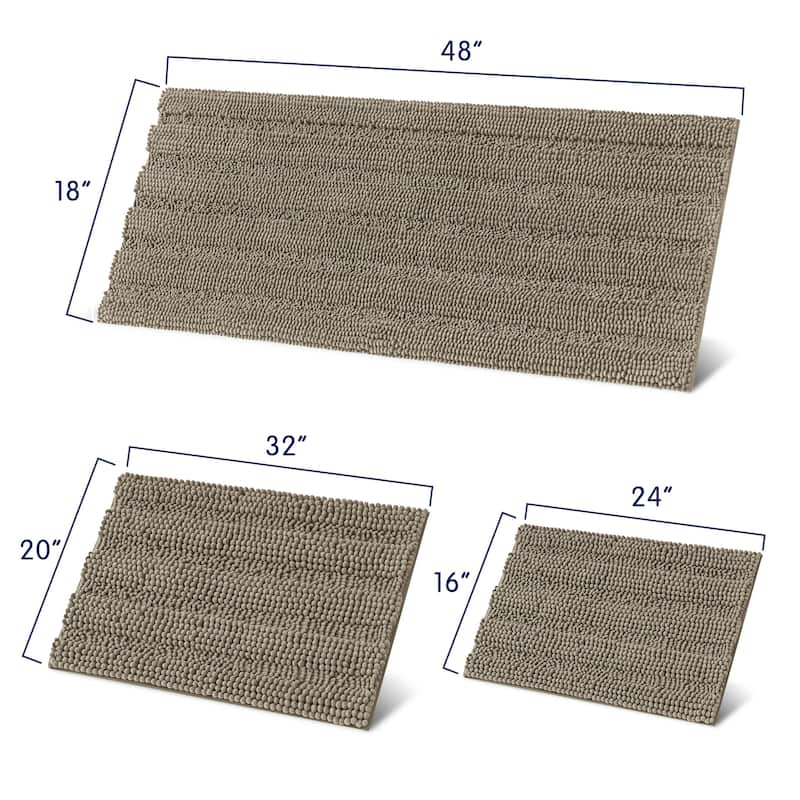 Subrtex Super Soft Absorbent Braided Bathroom Mats Chenille Bath Rugs