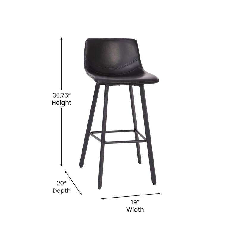 Set of 2 Armless Upholstered Metal Counter Stools