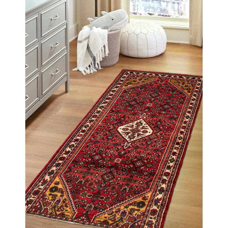 ECARPETGALLERY Hand-knotted Andelz Red Wool Rug - 3'5 x 9'7