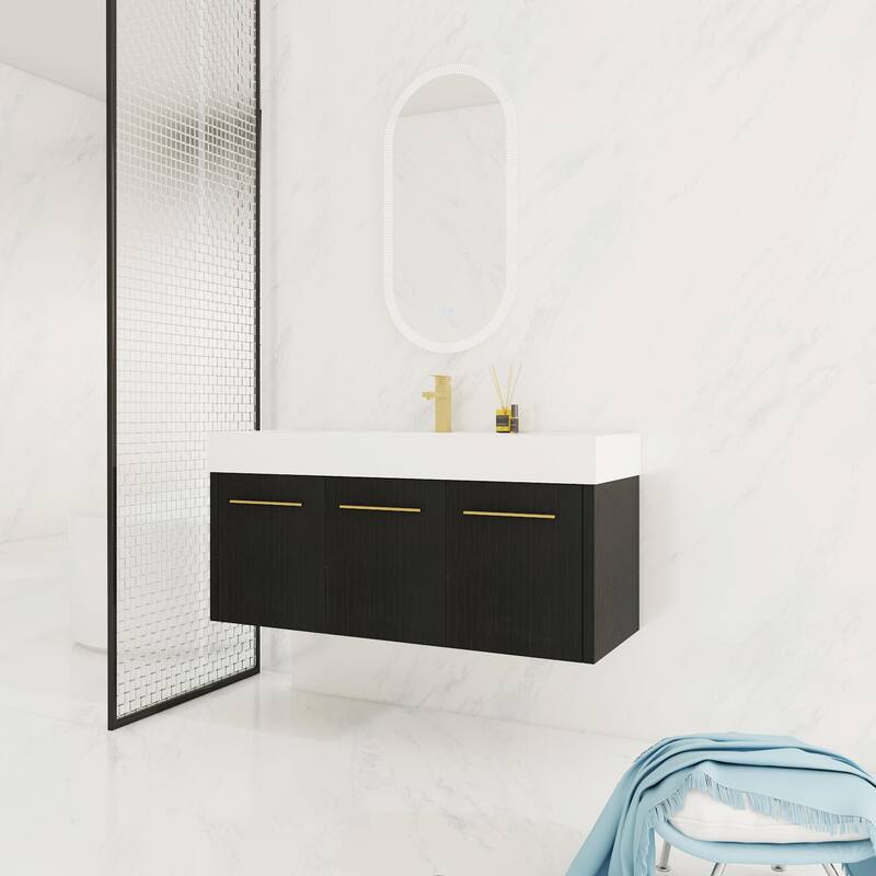Wall-Mounted Bathroom Vanity with Thick-Edged Resin Basin Sink