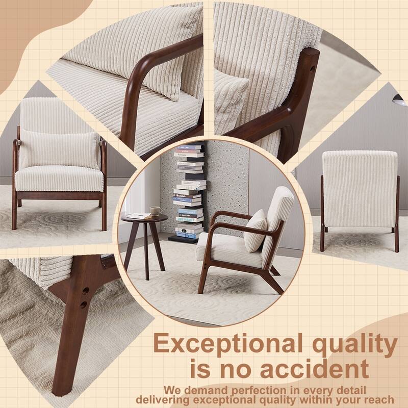 Mid-Century Modern Accent Chair & Coffee Table Set, Vintage Luxury Style, Leisure Chair & coffee table