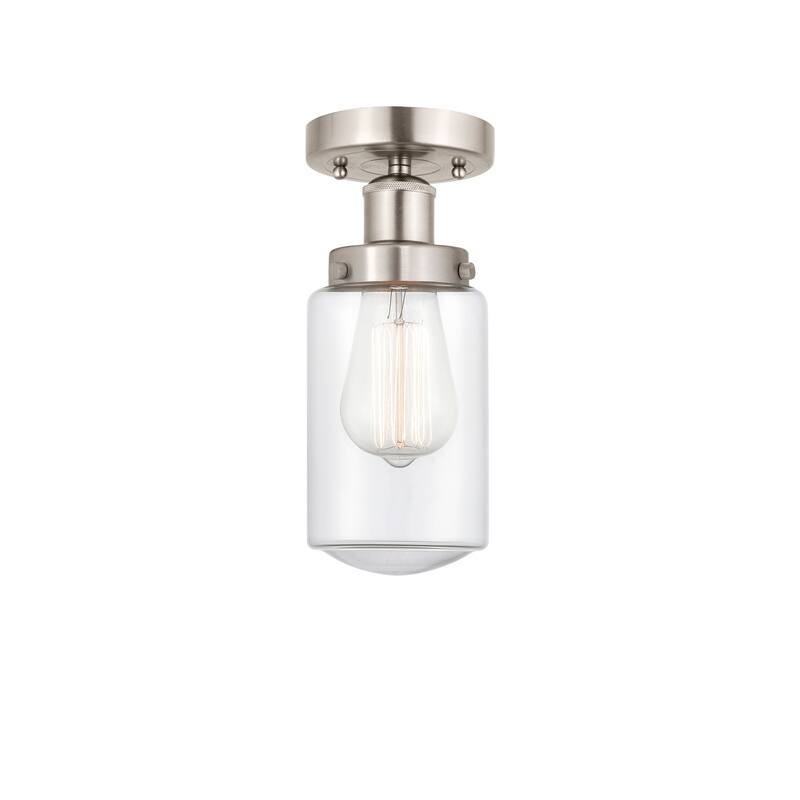 Innovations Lighting Edison Dover - 1 Light 7" Semi-Flush Mount - Clear/Brushed Satin Nickel