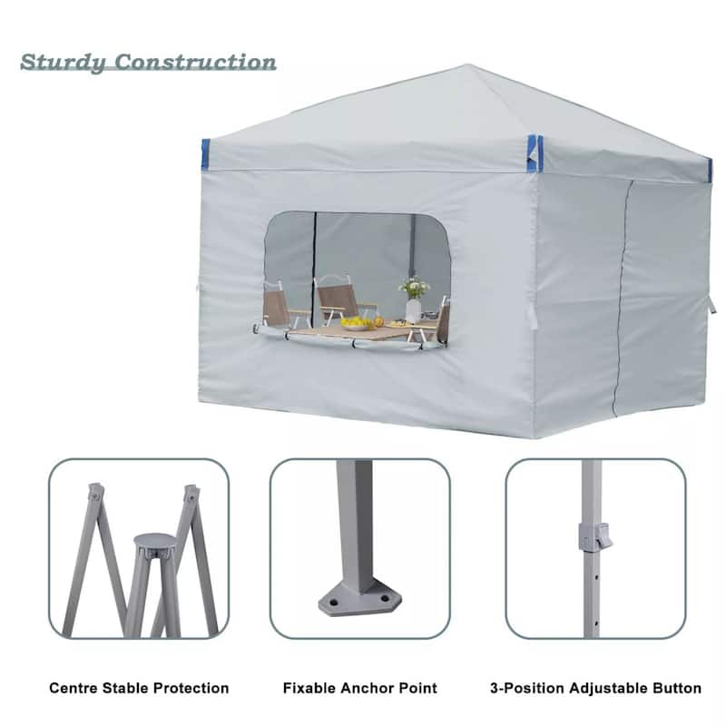 Aoodor 10x10 FT Pop-Up Canopy Tent with Roller Bag and Curtain