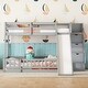 preview thumbnail 1 of 2, Twin Over Full Bunk Bed with Storage Staircase, Pine Solid Wooden Bed with Safety Guardrails, Kid's Bed with Slide, Grey Grey
