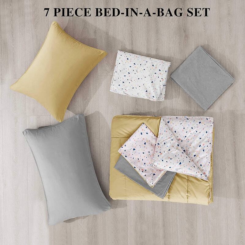 KASENTEX 5 or 7 Piece Bed in A Bag Microfiber Down Alternative Comforter Bedding Set with Sheets and Pillow Cases All Season