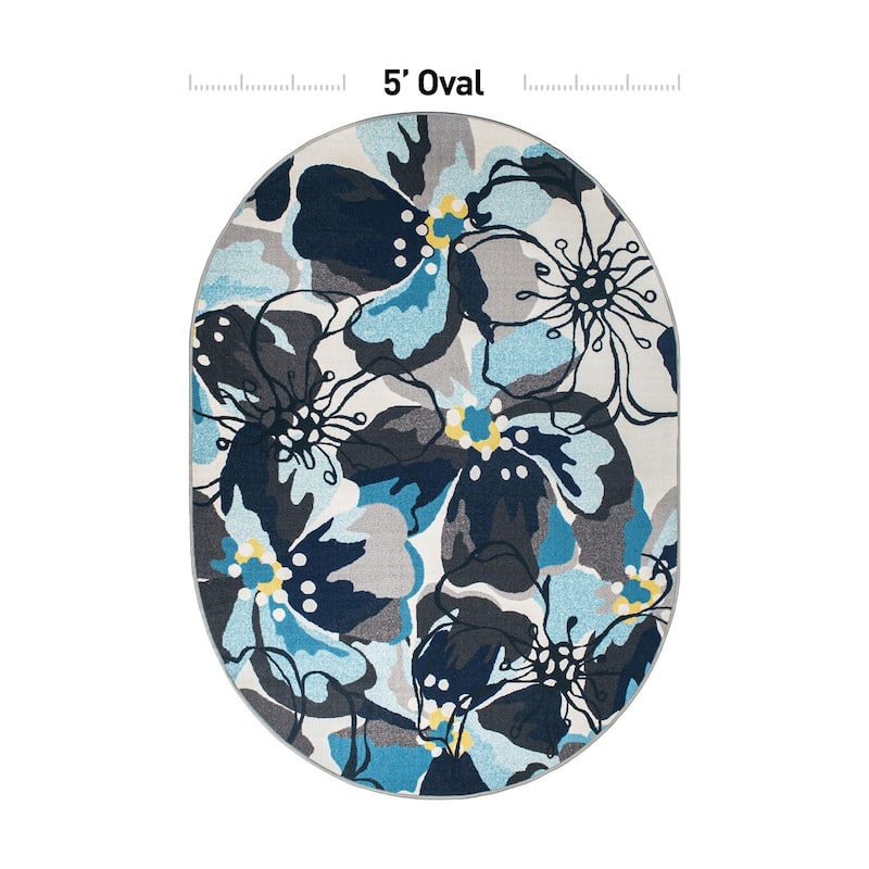 World Rug Gallery Modern Floral Non-Slip Area Rug