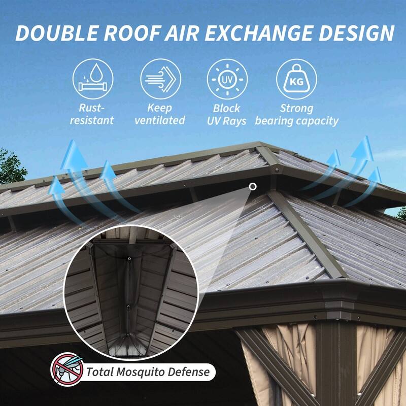 Domi Hardtop Gazebo with Galvanized Steel Double Roof and Aluminum Frame