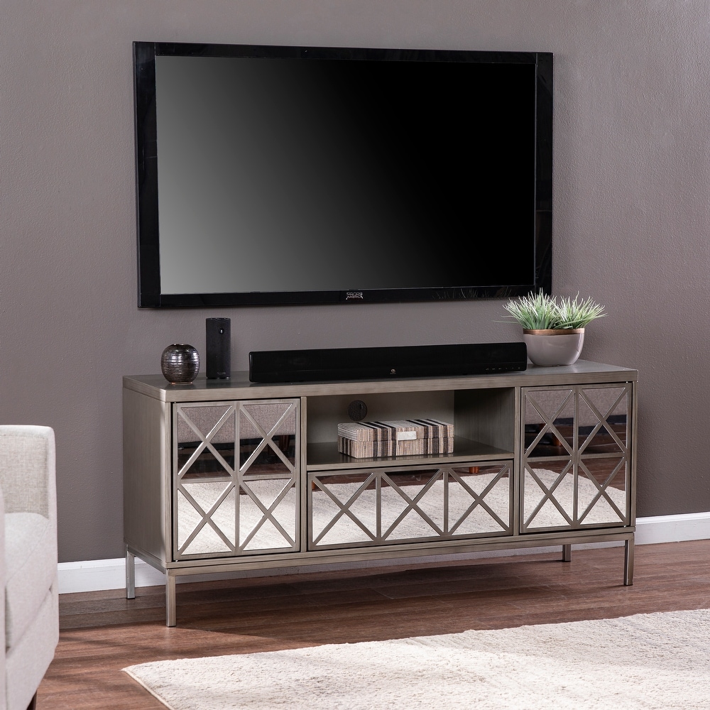 Silver Orchid Duxbury Glam Silver Wood TV/Media Stand