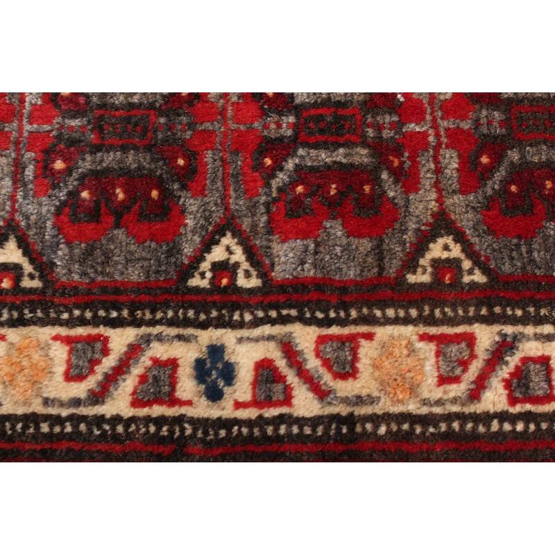 ECARPETGALLERY Hand-knotted Baluch Dark Grey Wool Rug - 3'7 x 5'5