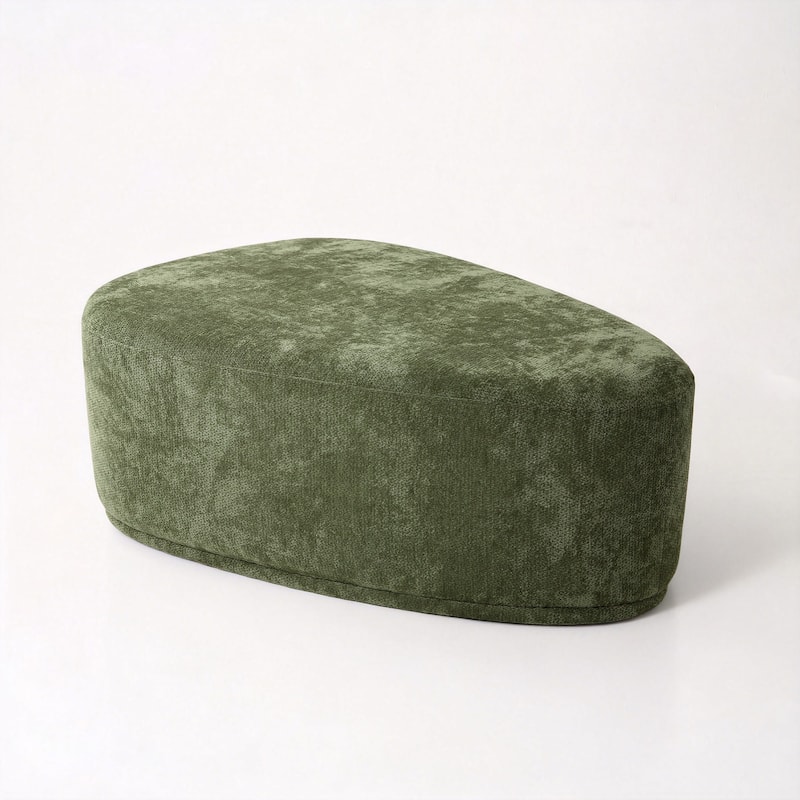 Bonnie 26"/43" W Chenille Small/ Oversized Triangular Cheese Ottoman