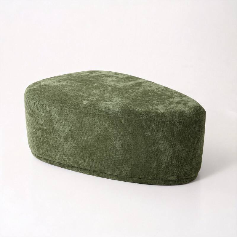 Leon 43" W Modern Oversized Chenille Triangular Cheese Ottoman