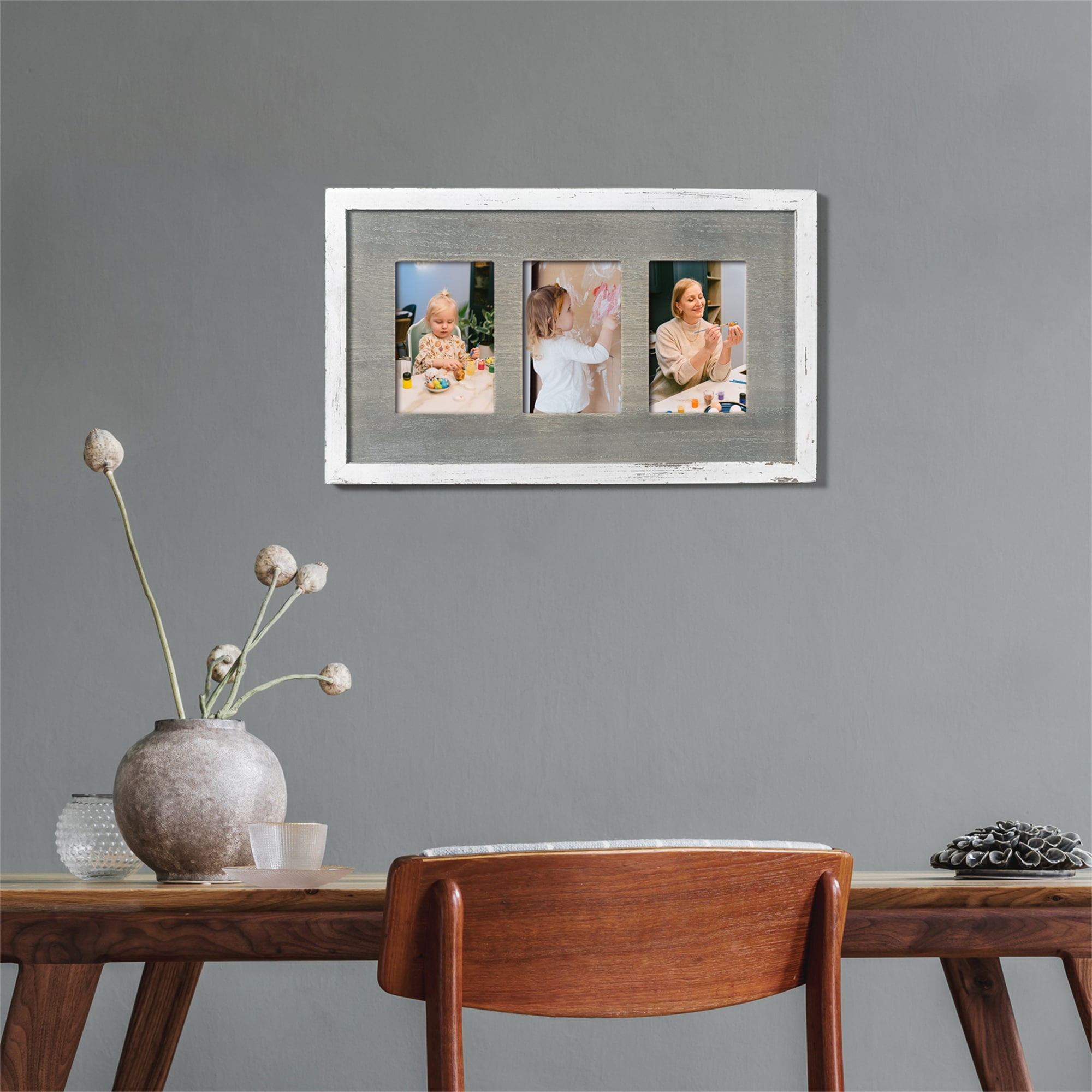 Ibalux 4x6 Picture Frame - Farmhouse Green & Distressed White Beaded Border, Real Glass, Pine Wood, Wall Or Table Display - View #5