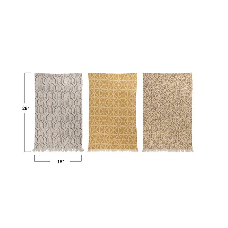 Cotton Tea Towels with Patterns - 28.0"L x 18.0"W x 0.3"H
