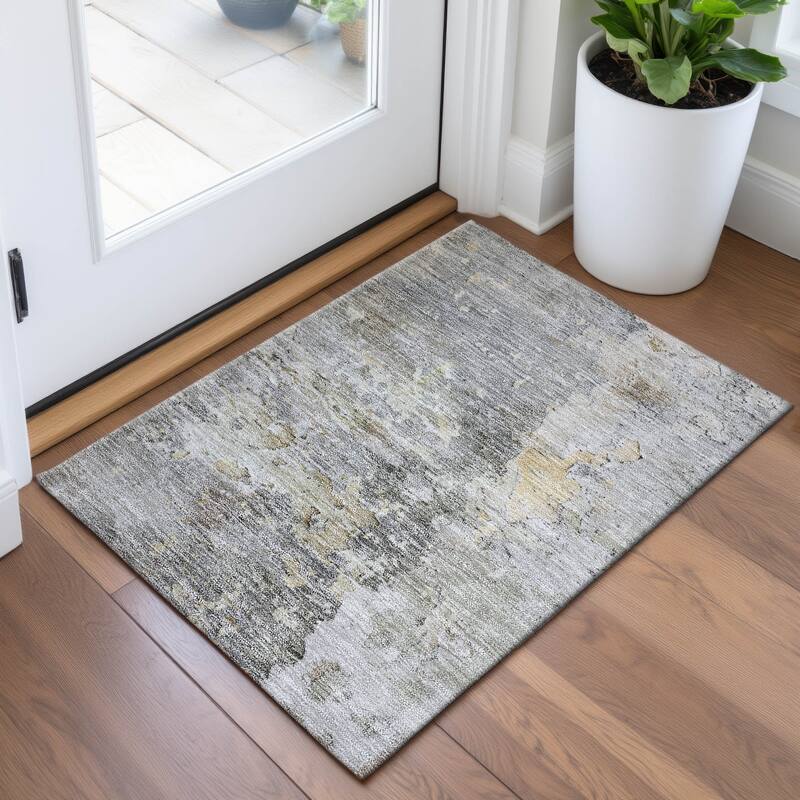 Premium Washable Super Soft Abstract Watercolor Mayfield Rug - Gray - 1'8" x 2'6"