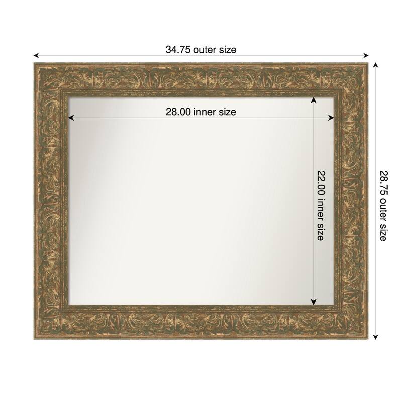 Luxe Non-Beveled Framed Bathroom Vanity Wall Mirror - 35 x 29 in - Luxe Bronze Gold