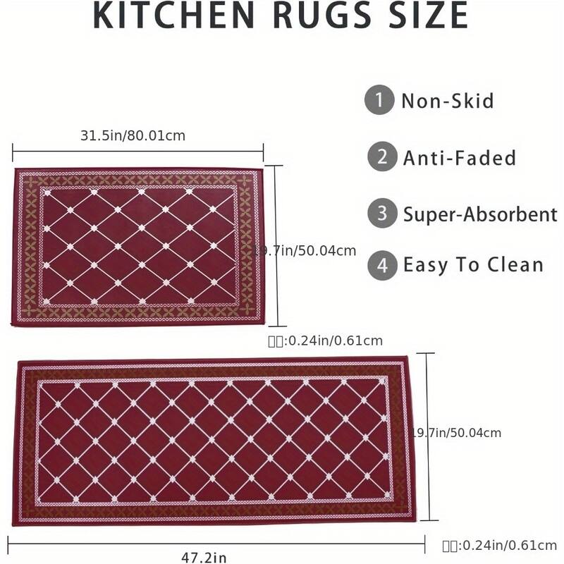 2 PCS Kitchen Mat, Cushioned Kitchen Rugs,19.7 X 31.5 In and 19.7 X 47.2In