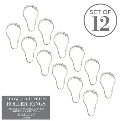 Bath Bliss 12 Pack Shower Curtain Rings in Clear