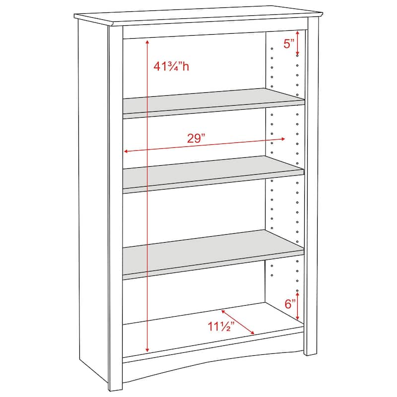 Prepac Home Office 4-Shelf Bookcase - 31.5" W x 48" H x 13" D