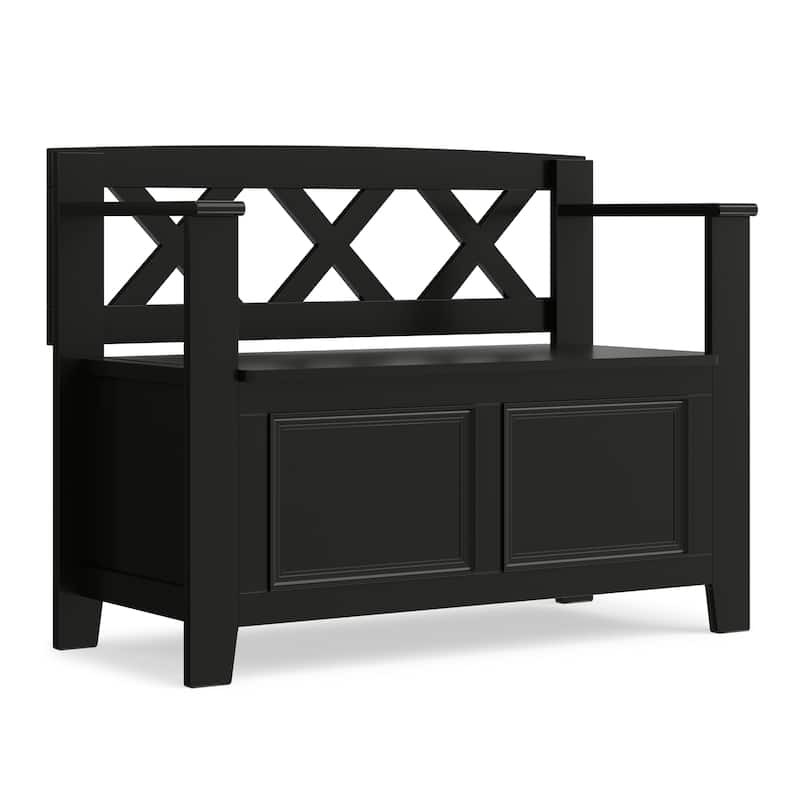 WYNDENHALL Halifax SOLID WOOD 36 inch Wide Transitional Small Entryway Storage Bench -  17"D x 36" W x 27.8"H