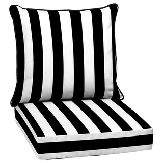 Arden Selections Outdoor Dining Chair Cushion Set 21 x 21, Black Cabana Stripe