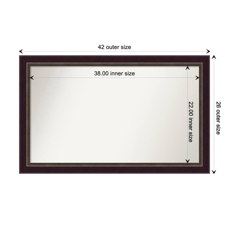 Signore Bronze Framed Non-Beveled Custom Wall Mirror, Bathroom Vanity Mirror - Outer Size: 42.25 x 26.25