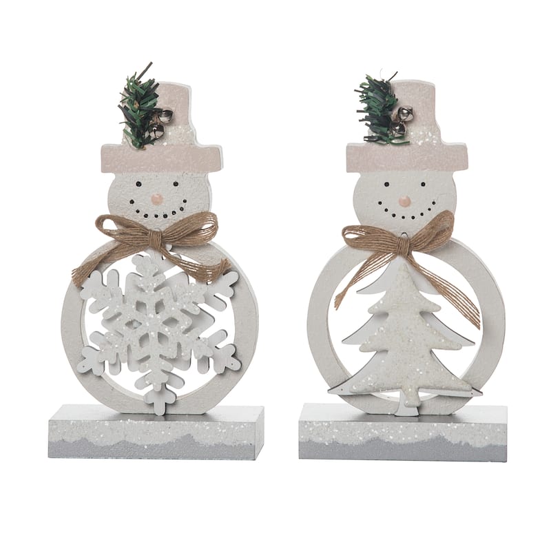 Transpac MDF Winter Metallic Decor Set of 2 Christmas Home Decorations