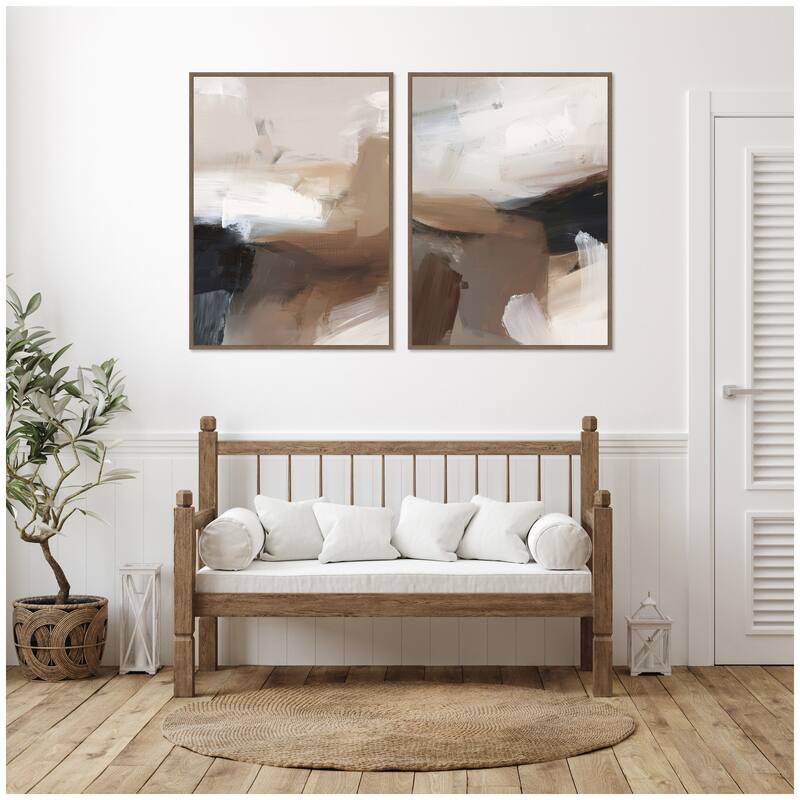 Kate and Laurel Layered Ground No. 1 & No. 2 2 Piece Framed Canvas Wall Art Set by Amy Lighthall