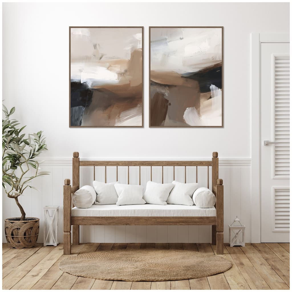 Kate and Laurel Layered Ground No. 1 & No. 2 2 Piece Framed Canvas Wall Art Set by Amy Lighthall