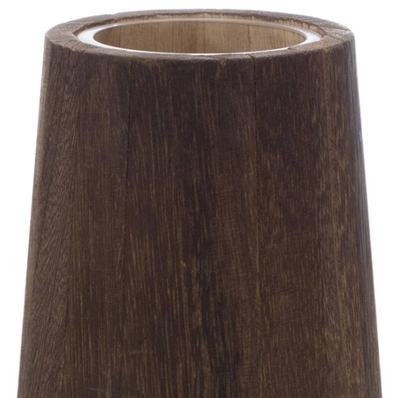 Set of Two Brown And Clear Glass Tapered Table Vases With Wood - 5.50