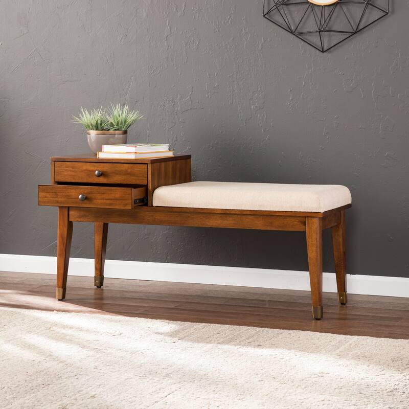 SEI Furniture Morgenstern Midcentury Modern Upholstered Storage Bench