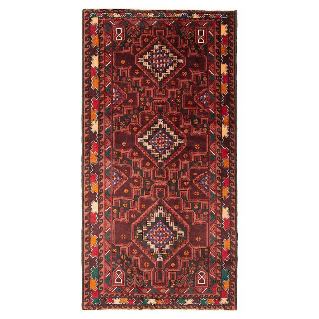 ECARPETGALLERY Hand-knotted Teimani Burgundy Wool Rug - 3'7 x 7'0
