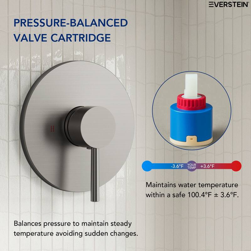 Single-Function Shower Faucet Stainless Steel Rain Shower Head with Pressure-Balanced Valve