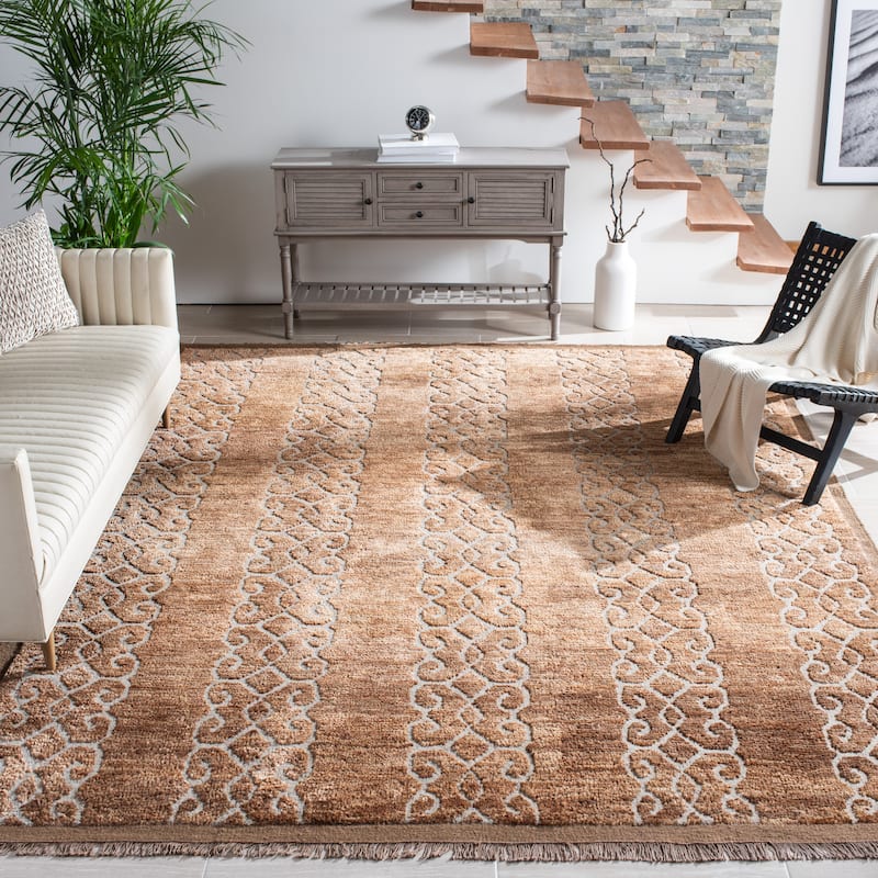 SAFAVIEH Couture Hand-Knotted Contemporary Hadasa Brown Wool & Jute Rug - 8' x 10' - Brown