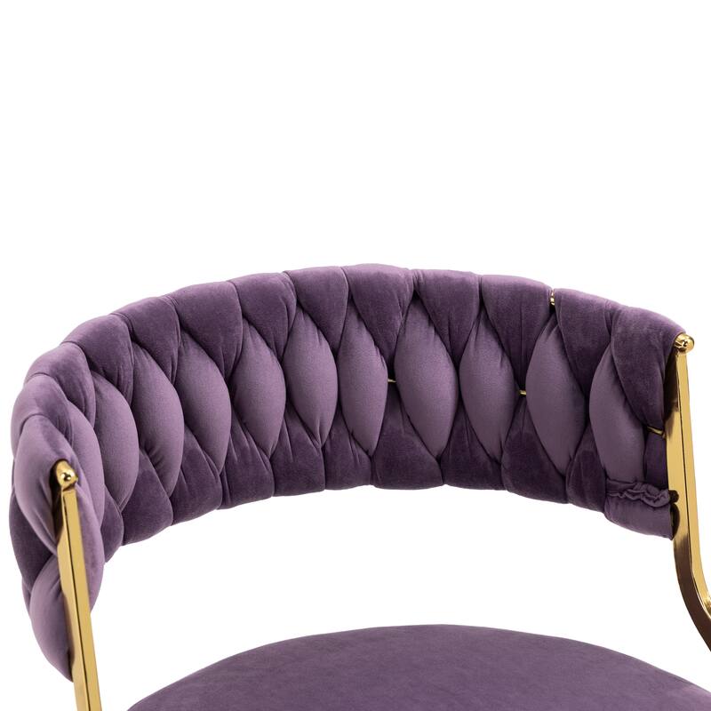 Set of 2 Velvet Dining Chair with Golden Metal Legs