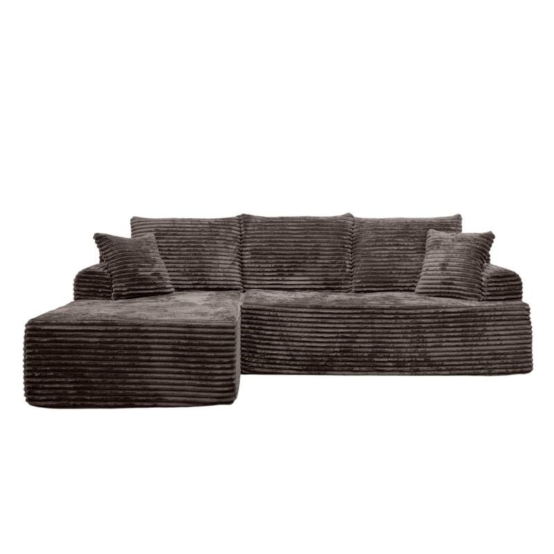 95.2" Modern L-Shaped Corduroy Sectional Sofa, No Assembly Reqired