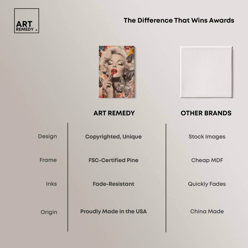 Iconic Lady Butterfly Collage Canvas by Art Remedy, Gallery Wrapped