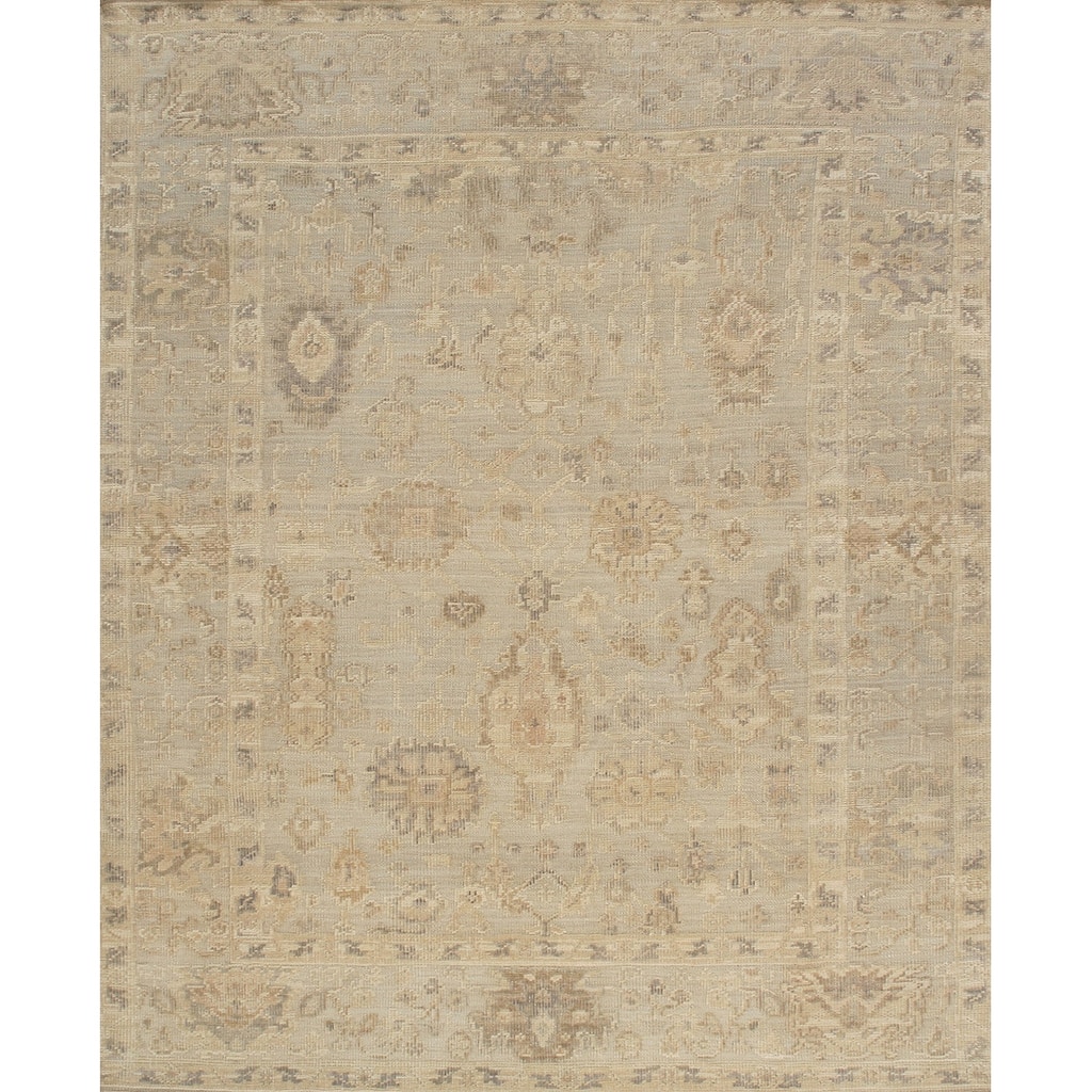 Pasargad Home Oushak Hand-Knotted Blue Wool Area Rug
