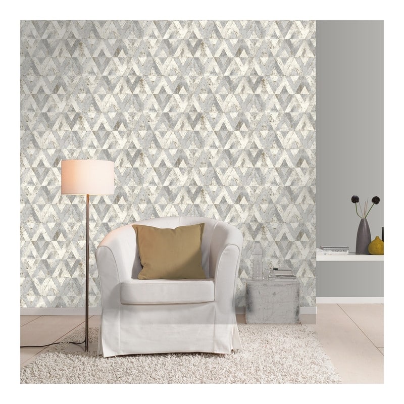 Rasch Shikhar Silver Geometric Wallpaper - 20.5 x 396 x 0.025