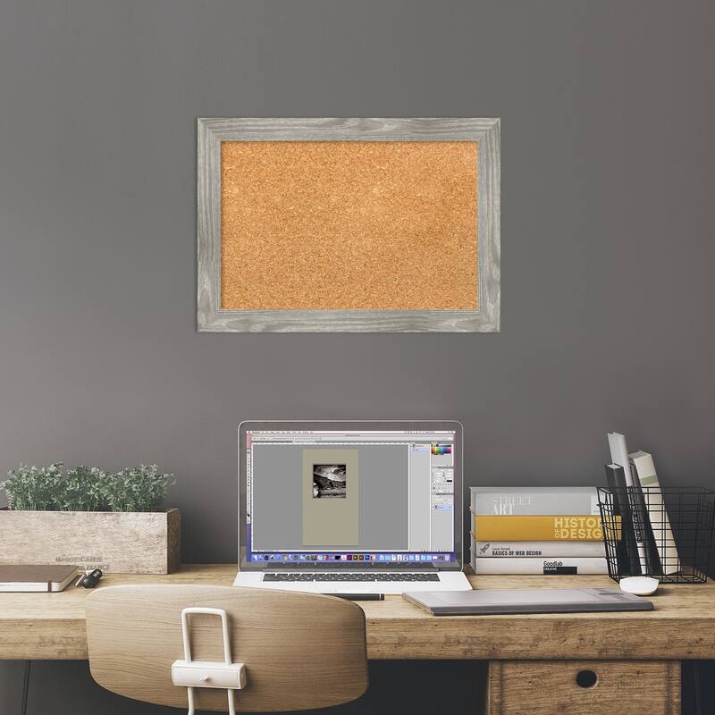Dove Greywash Square Framed Cork Bulletin Memo Board