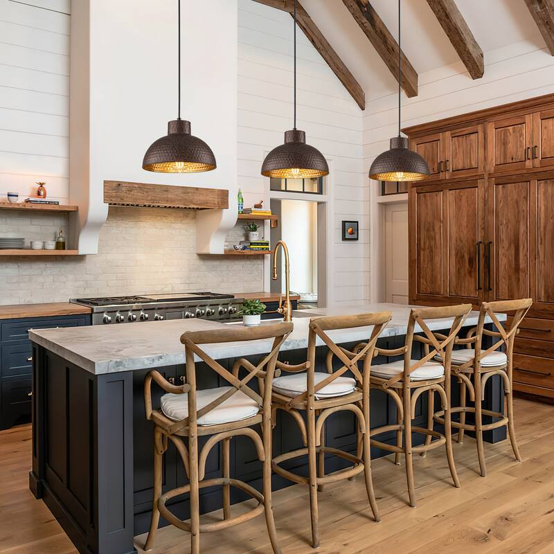 Industiral Farmhouse Small Hammered Dome Pendant Lights for Kitchen Island - Copper - W10.24"