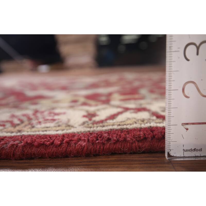Red & Ivory Oushak Indian Accent Rug Hand-Knotted Wool Carpet - 2'11"x 4'9"