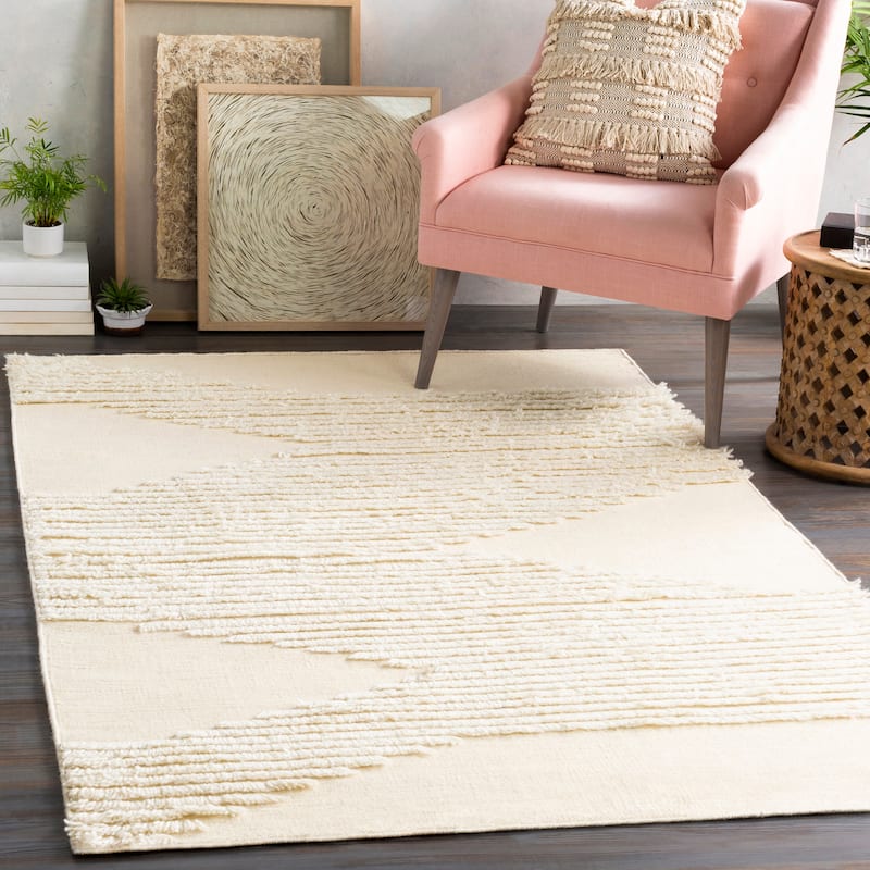 Carson Carrington Inbyn Bohemian Wool Shag Area Rug - 3' x 5' - Cream