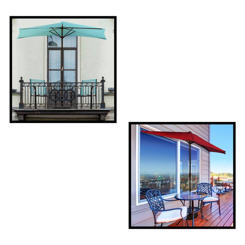 Pure Garden Half Round Weighted Resin and Concrete Umbrella Holder - 19 x 12 x 13