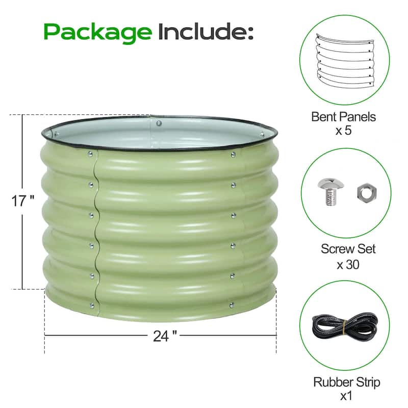 Aoodor 16.7'' Tall Aluzinc Metal Raised Garden Bed 24'' Round - Outdoor Garden Planter Box for Vegetable, Flower, Herb
