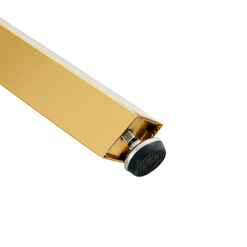 Roomfitters Round Glass Dining Table with Gold 7-Shaped Metal Legs for Dining, Office or Coffee Space, Gold